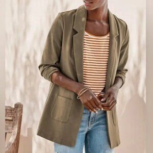 Garnett Hill Tencel Knit Relaxed Caper Heather Green Blazer 16